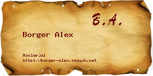 Borger Alex névjegykártya